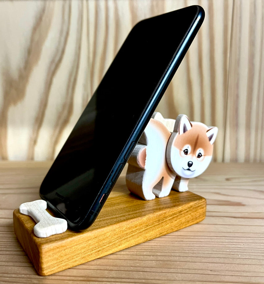 柴犬のスマホスタンド【君は放物線を見たか?】(リニューアル版)